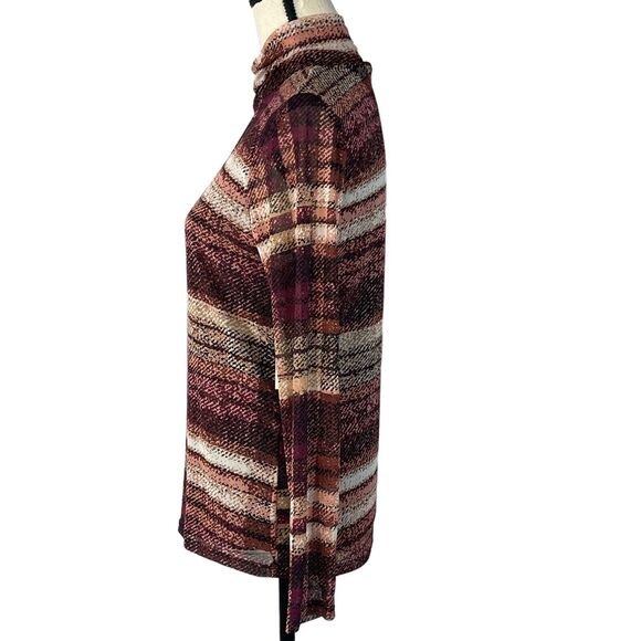 Bar III X-Small Top Plaid Long Sleeve Turtleneck Stretch Lined Lightweight Multi - Picture 6 of 9